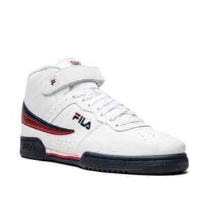 NWB Fila F-13 Boys(big) White,‎ Red, Navy High-top Retro Sneakers Size 5